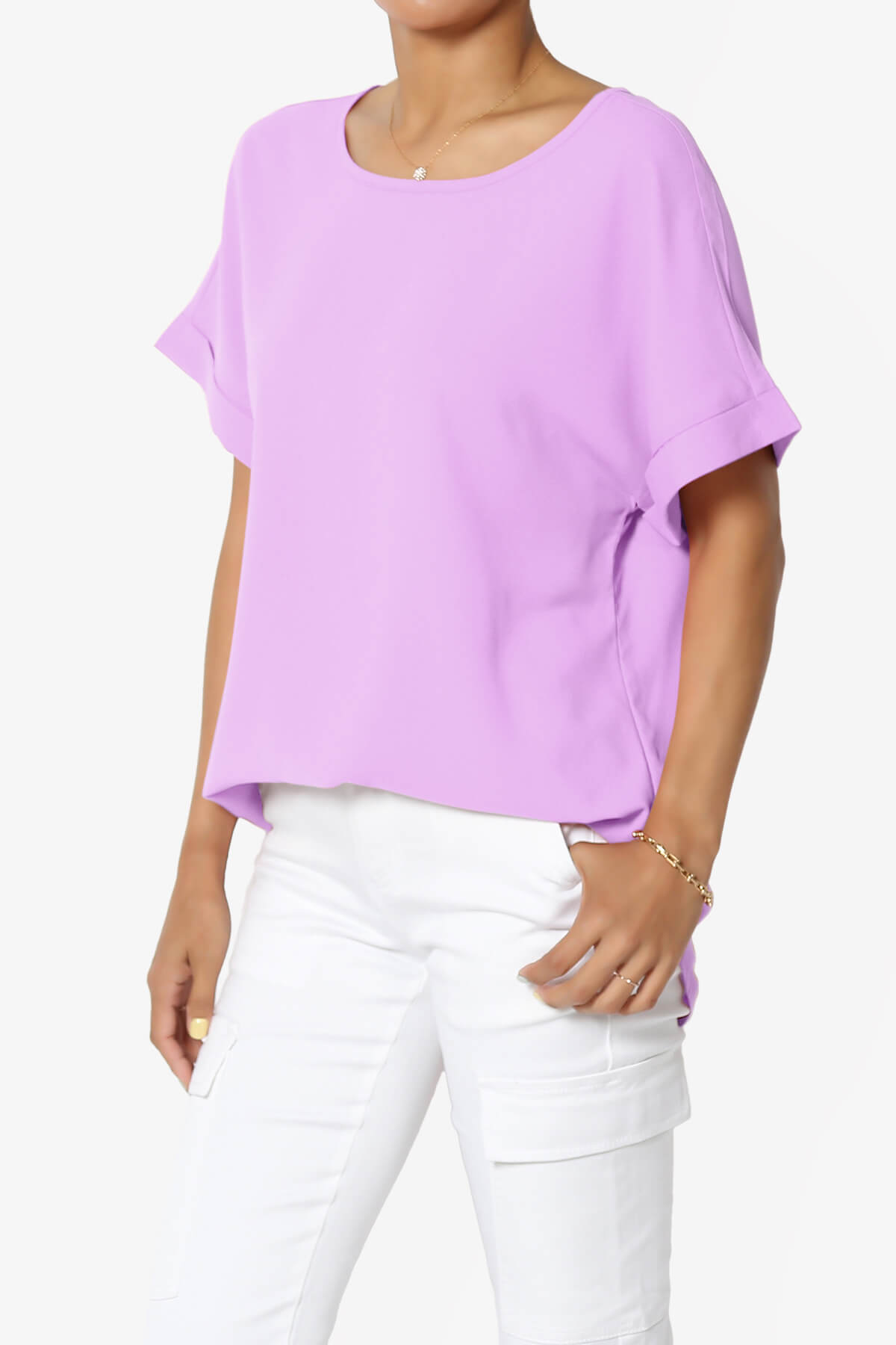 Marla Lightweight Woven Dolman Top BRIGHT LAVENDER_3