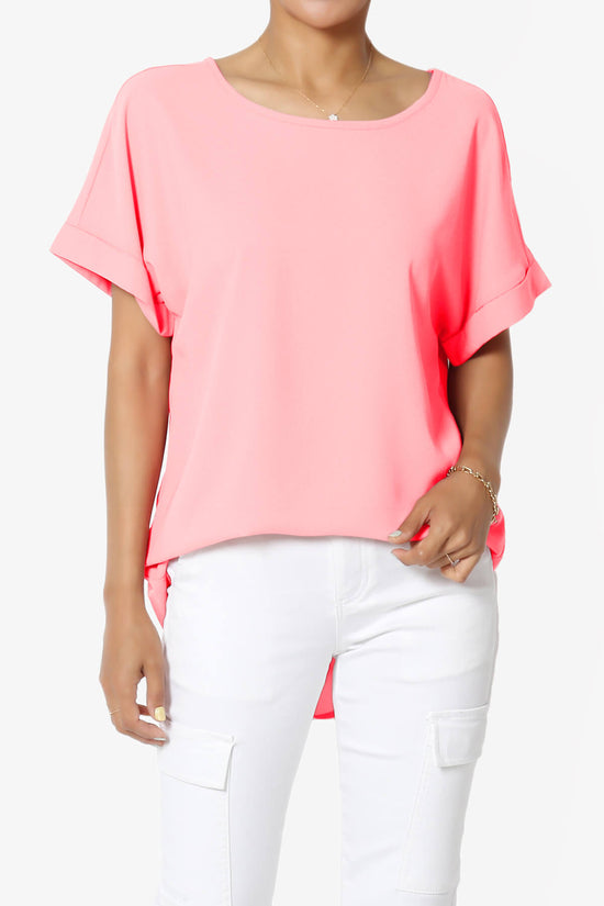 Marla Lightweight Woven Dolman Top BRIGHT PINK_1