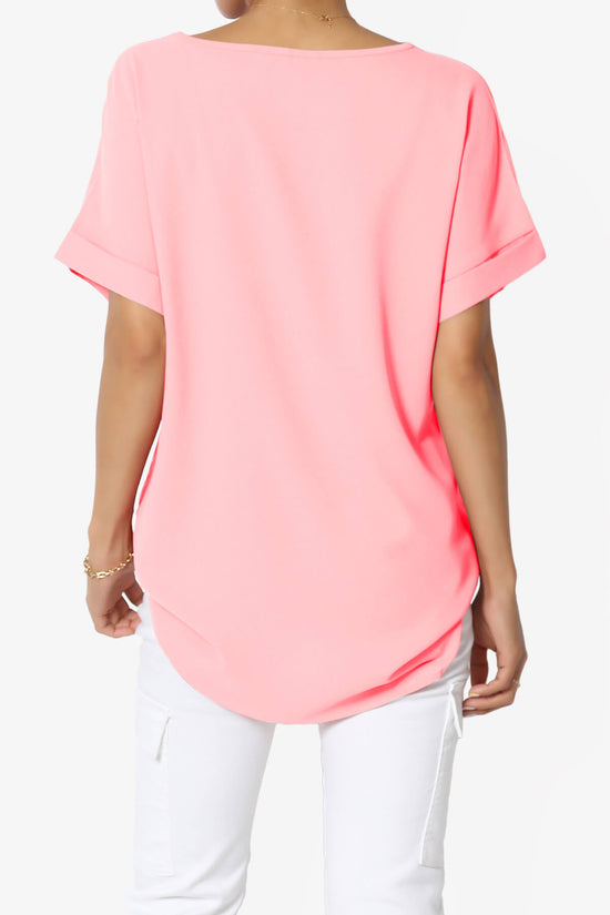 Marla Lightweight Woven Dolman Top BRIGHT PINK_2