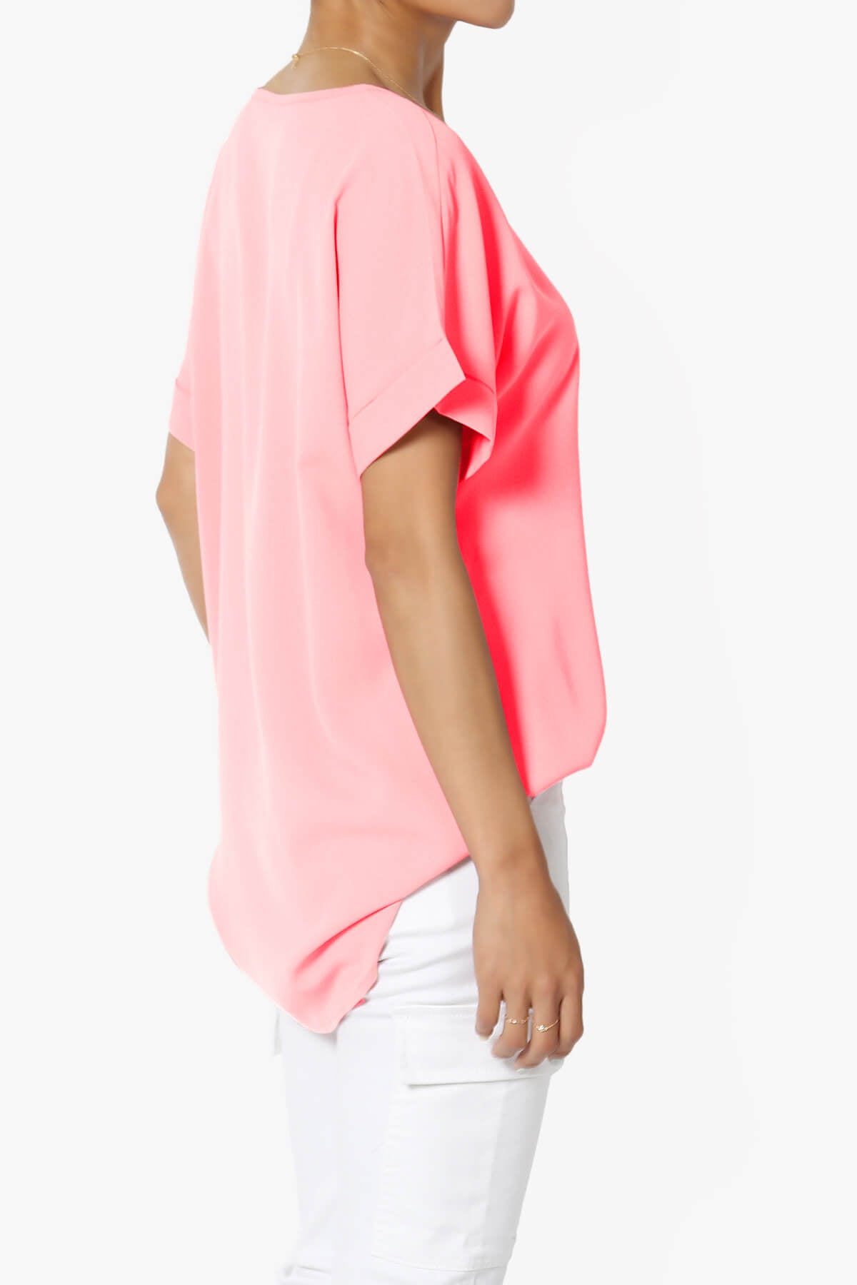 Marla Lightweight Woven Dolman Top BRIGHT PINK_4