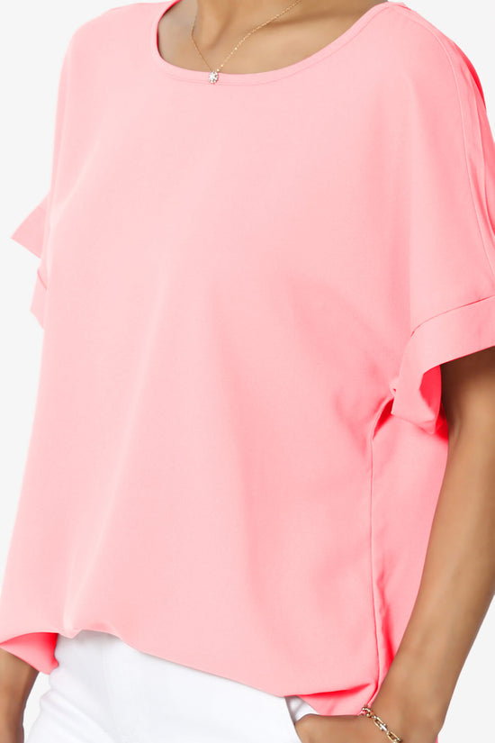 Marla Lightweight Woven Dolman Top BRIGHT PINK_5