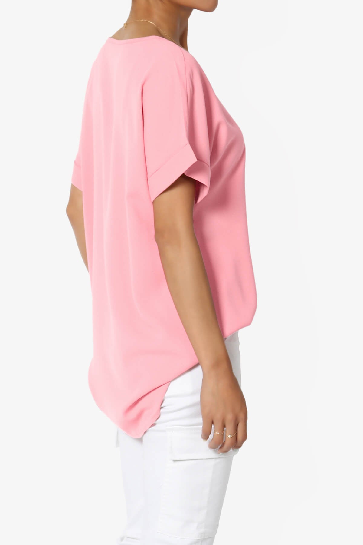 Marla Lightweight Woven Dolman Top DARK PINK_4
