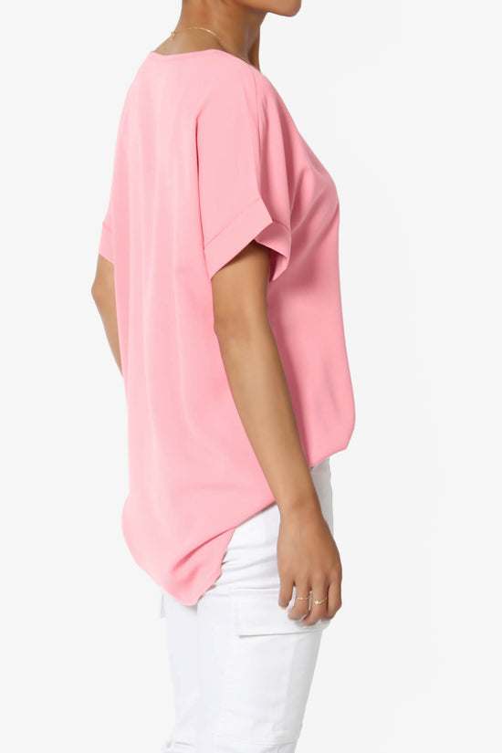 Marla Lightweight Woven Dolman Top DARK PINK_4