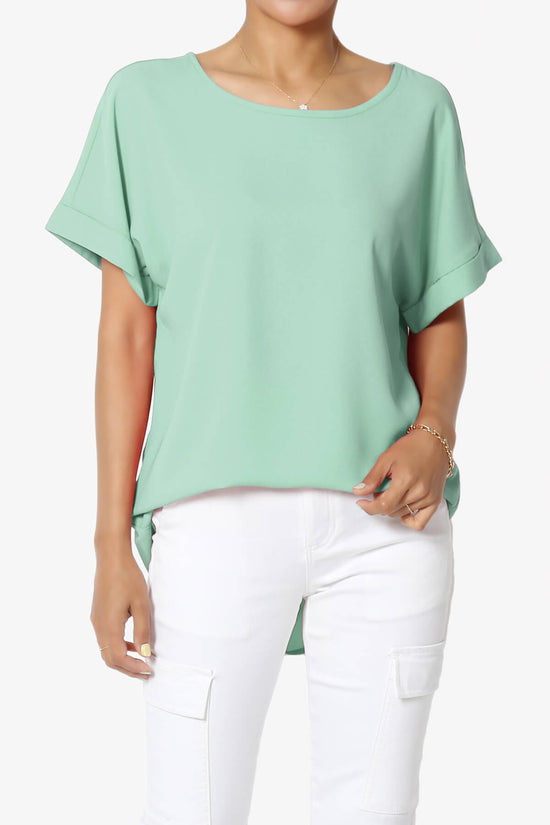Marla Lightweight Woven Dolman Top DUSTY GREEN_1
