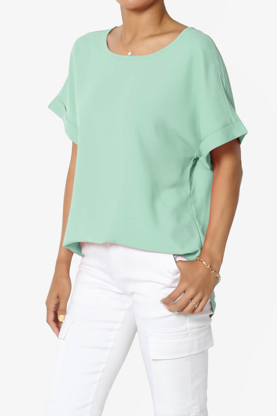 Marla Lightweight Woven Dolman Top DUSTY GREEN_3