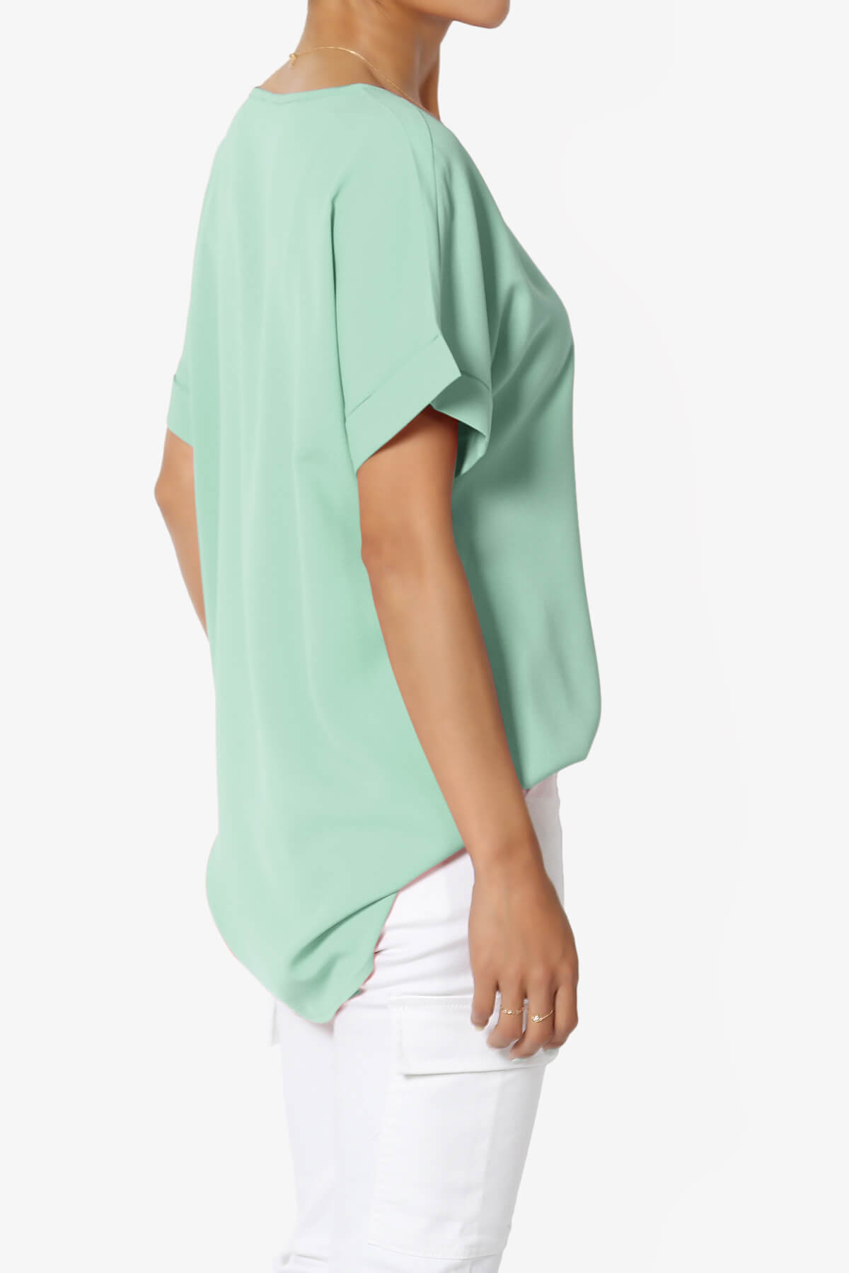 Marla Lightweight Woven Dolman Top DUSTY GREEN_4