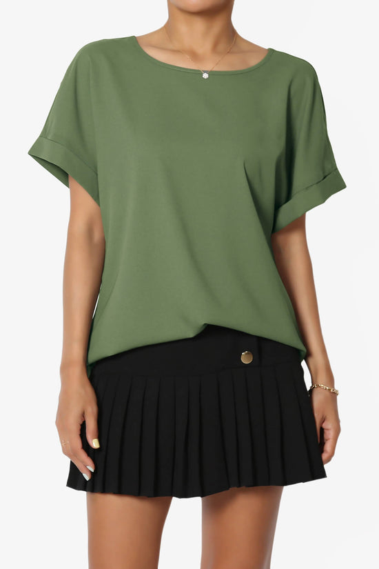 Marla Lightweight Woven Dolman Top DUSTY OLIVE_1