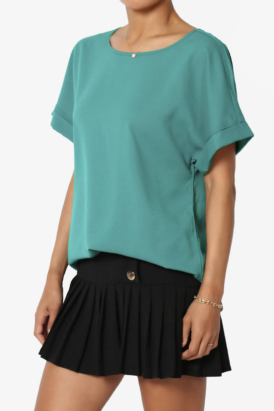 Marla Lightweight Woven Dolman Top DUSTY TEAL_3
