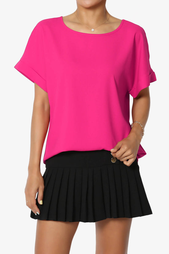 Marla Lightweight Woven Dolman Top HOT PINK_1
