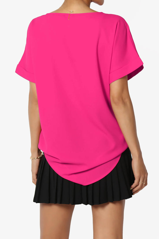 Marla Lightweight Woven Dolman Top HOT PINK_2