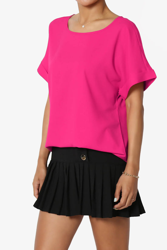 Marla Lightweight Woven Dolman Top HOT PINK_3