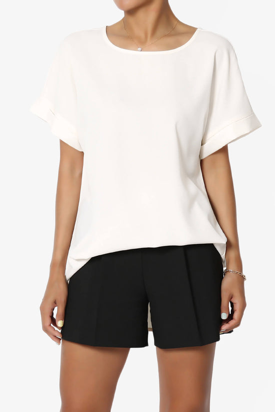 Marla Lightweight Woven Dolman Top IVORY_1