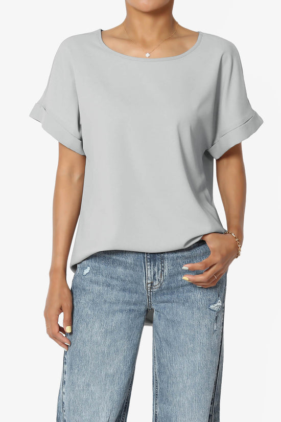Marla Lightweight Woven Dolman Top LIGHT GREY_1