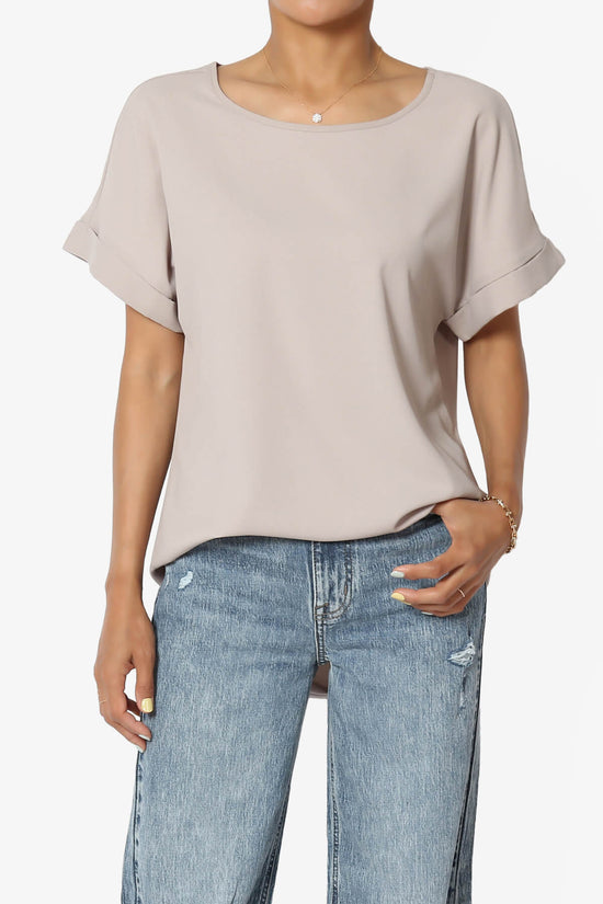 Marla Lightweight Woven Dolman Top LIGHT MOCHA_1