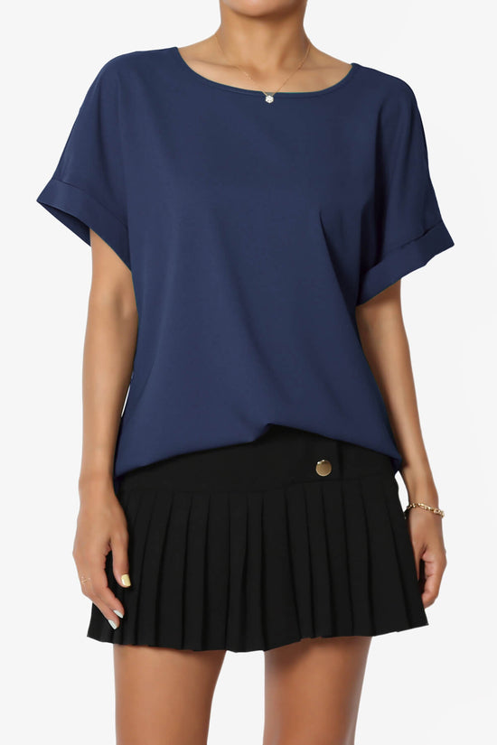 Marla Lightweight Woven Dolman Top LIGHT NAVY_1