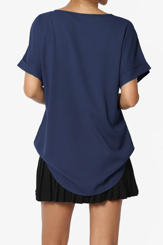 Marla Lightweight Woven Dolman Top LIGHT NAVY_2
