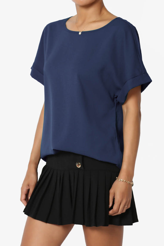 Marla Lightweight Woven Dolman Top LIGHT NAVY_3