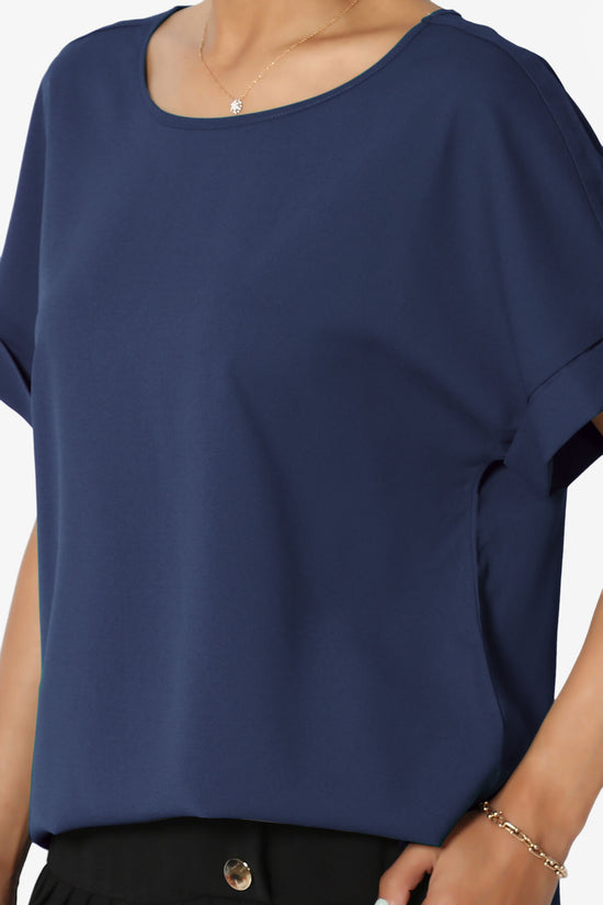 Marla Lightweight Woven Dolman Top LIGHT NAVY_5