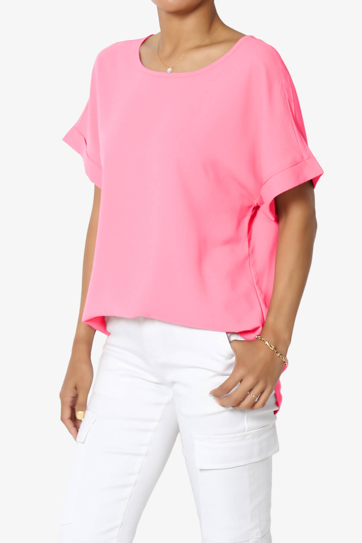 Marla Lightweight Woven Dolman Top NEON FUCHSIA_3