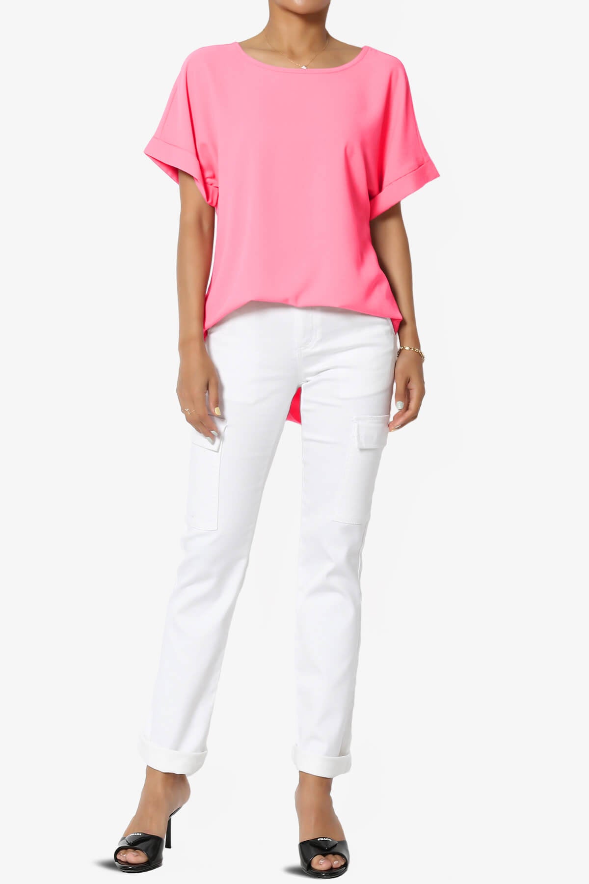 Marla Lightweight Woven Dolman Top NEON FUCHSIA_6