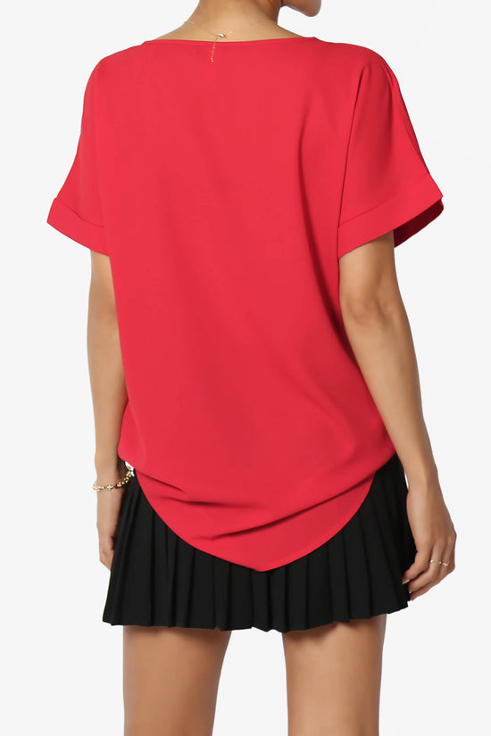 Marla Lightweight Woven Dolman Top RED_2
