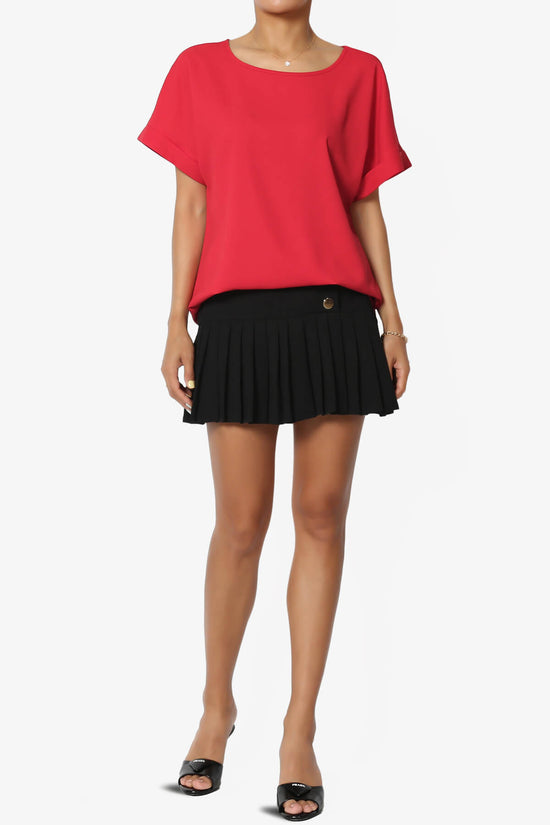 Marla Lightweight Woven Dolman Top RED_6