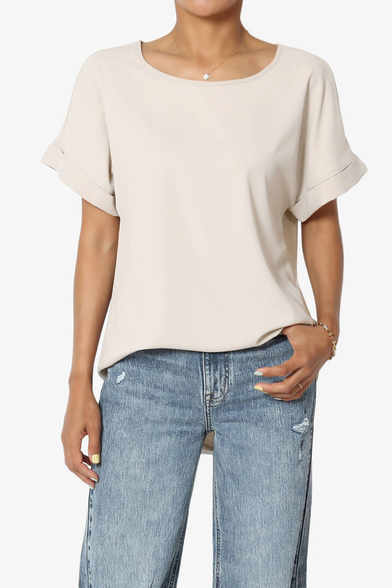 Marla Lightweight Woven Dolman Top SAND BEIGE_1