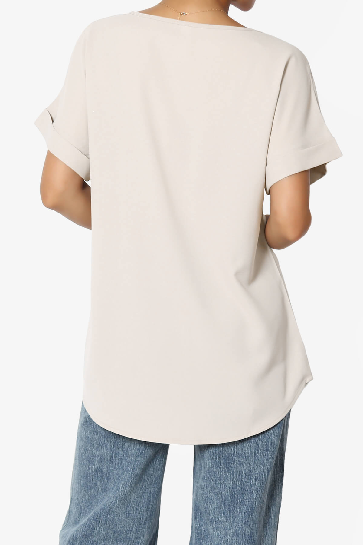 Marla Lightweight Woven Dolman Top SAND BEIGE_2