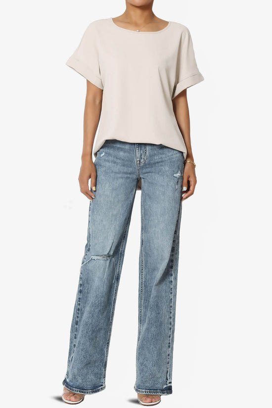 Marla Lightweight Woven Dolman Top SAND BEIGE_6