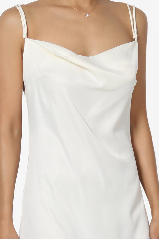 Masin Cowl Neck Sain Silk Long Slip Dress IVORY_5