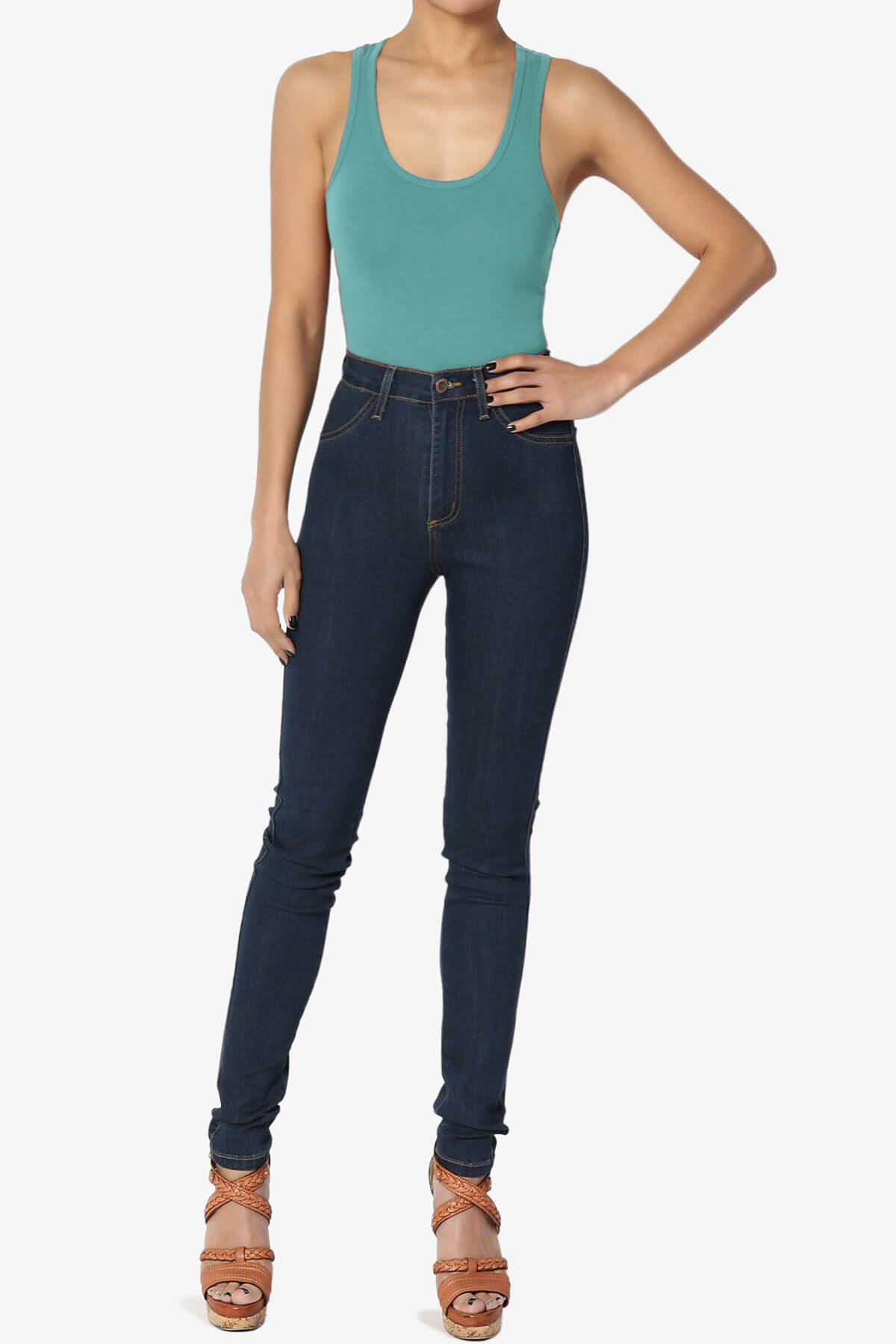 Maya Scoop Neck Tank Bodysuit DUSTY TEAL_6