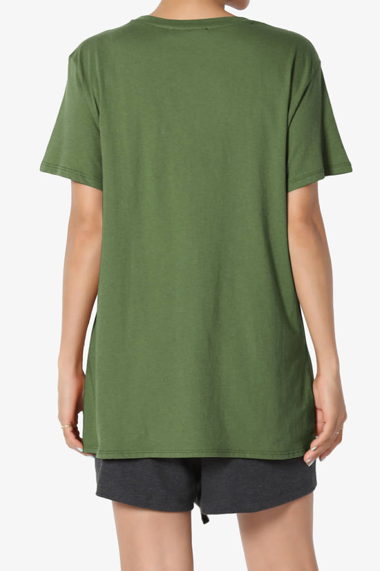 Mayra O Neck Cotton Boyfriend Tee ARMY GREEN_2