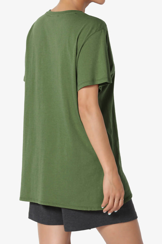 Mayra O Neck Cotton Boyfriend Tee ARMY GREEN_4
