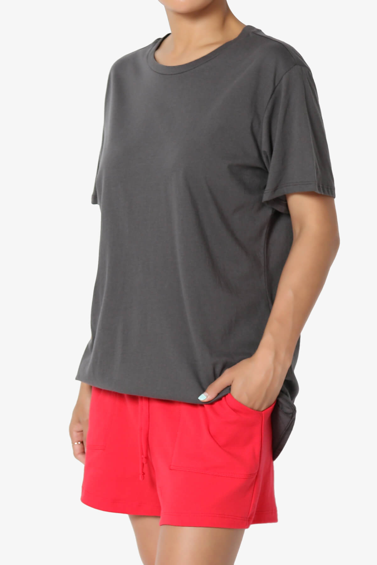 Mayra O Neck Cotton Boyfriend Tee ASH GREY_3