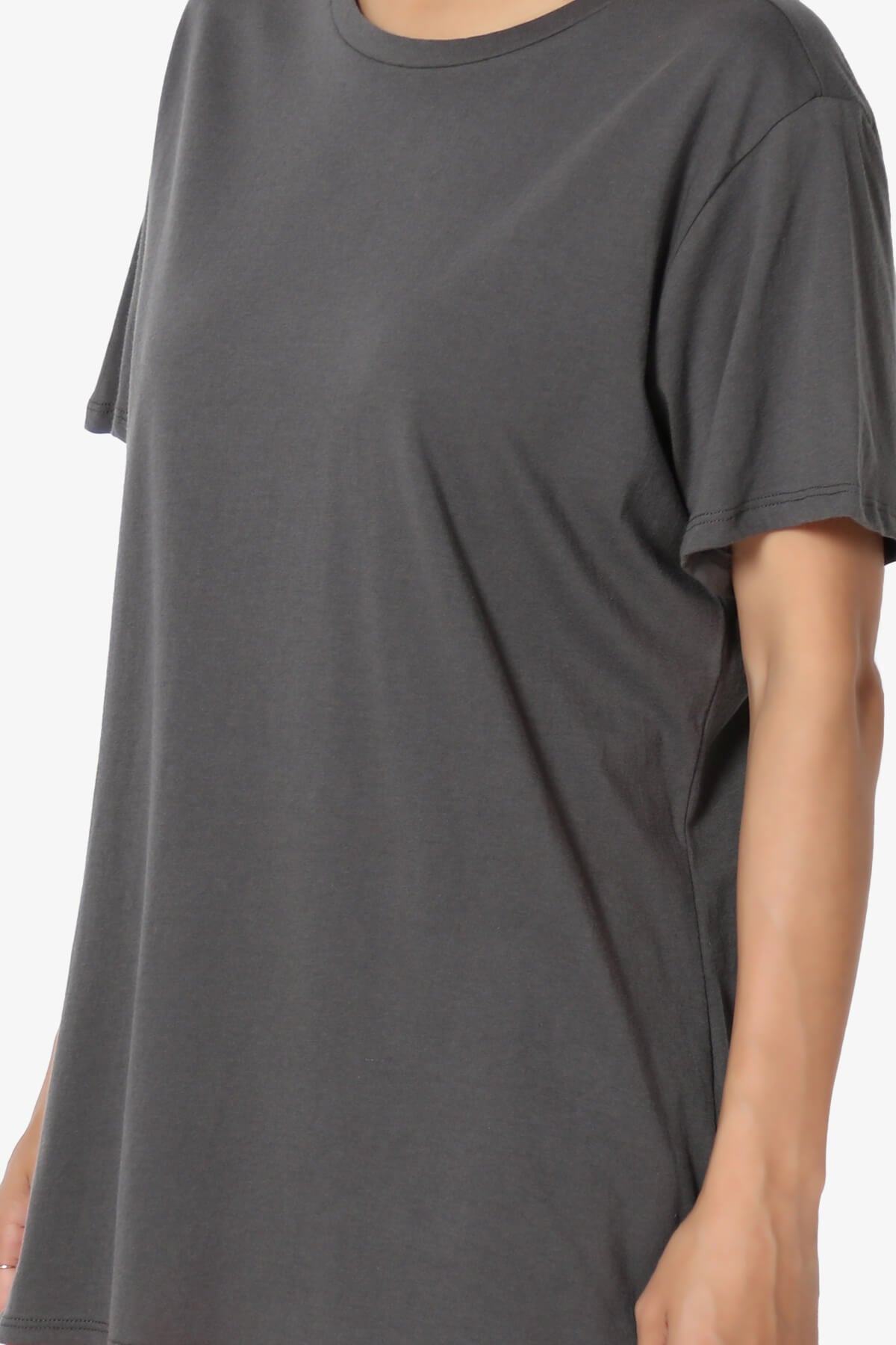 Mayra O Neck Cotton Boyfriend Tee ASH GREY_5