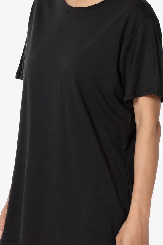 Mayra O Neck Cotton Boyfriend Tee BLACK_5
