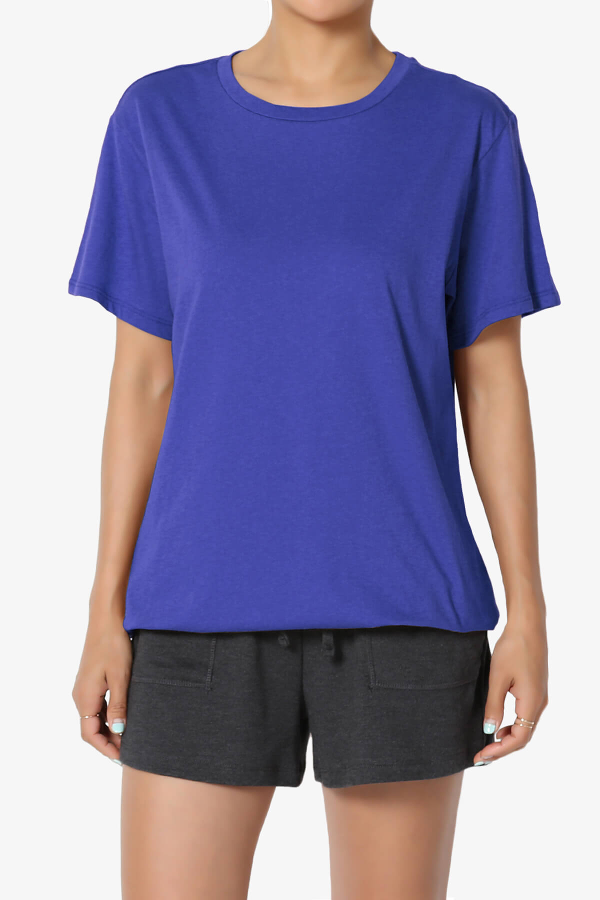 Mayra O Neck Cotton Boyfriend Tee BRIGHT BLUE_1
