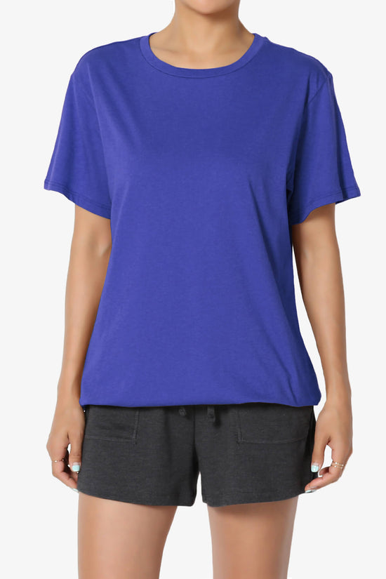 Mayra O Neck Cotton Boyfriend Tee BRIGHT BLUE_1