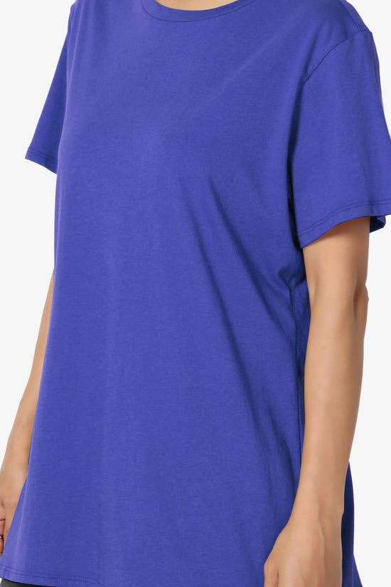 Mayra O Neck Cotton Boyfriend Tee BRIGHT BLUE_5
