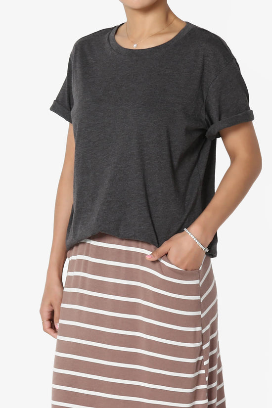 Mayra O Neck Cotton Boyfriend Tee CHARCOAL_3