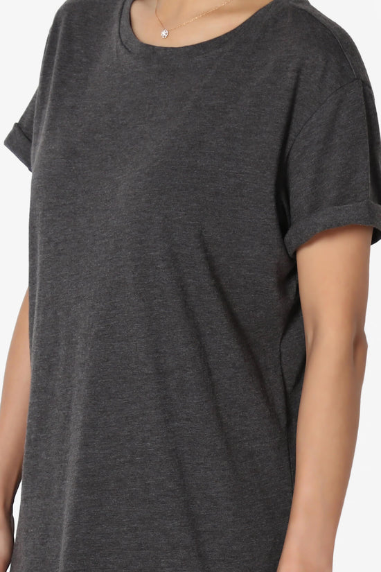 Mayra O Neck Cotton Boyfriend Tee CHARCOAL_5