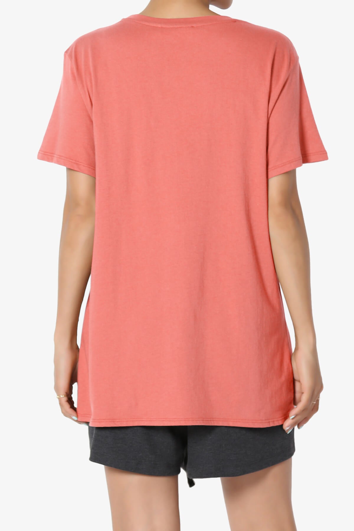Mayra O Neck Cotton Boyfriend Tee CORAL_2