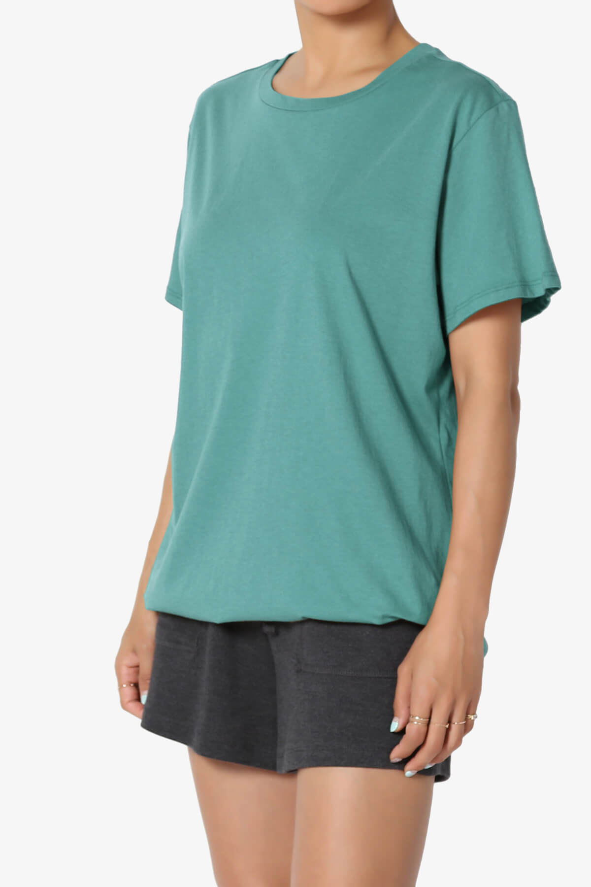 Mayra O Neck Cotton Boyfriend Tee DUSTY TEAL_3