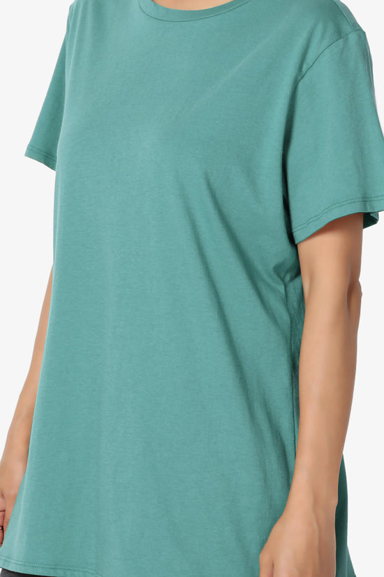 Mayra O Neck Cotton Boyfriend Tee DUSTY TEAL_5