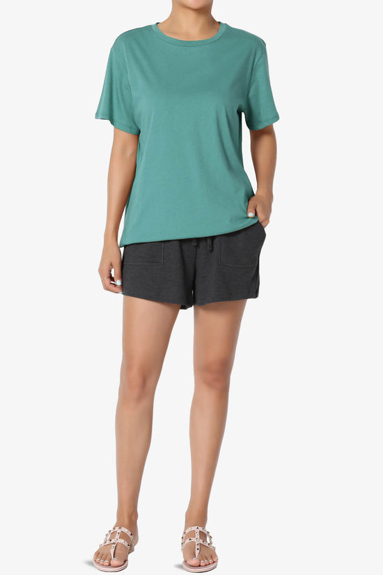 Mayra O Neck Cotton Boyfriend Tee DUSTY TEAL_6