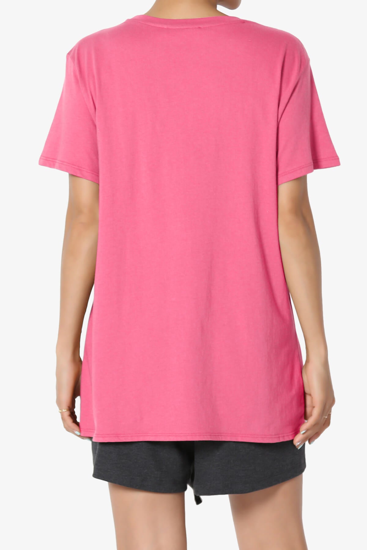 Mayra O Neck Cotton Boyfriend Tee FUCHSIA_2