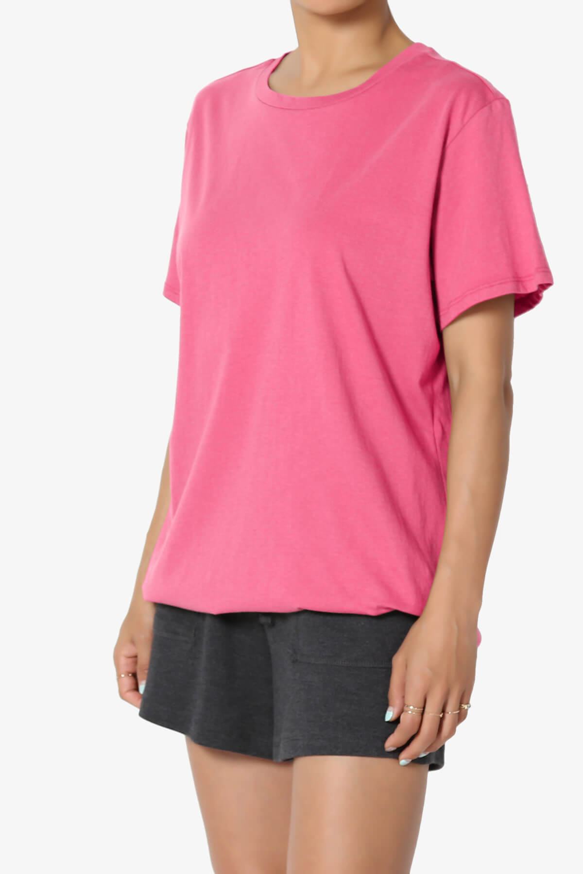 Mayra O Neck Cotton Boyfriend Tee FUCHSIA_3