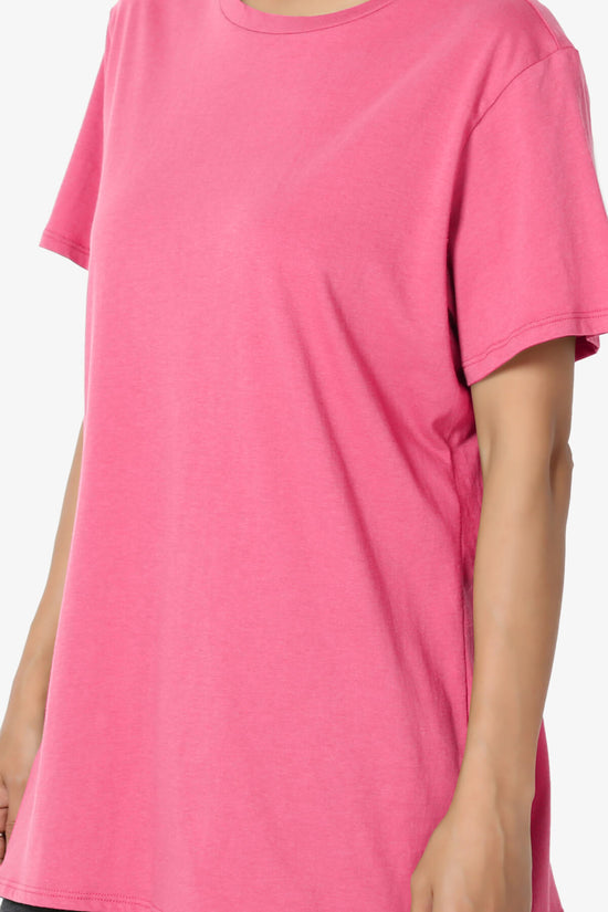 Mayra O Neck Cotton Boyfriend Tee FUCHSIA_5