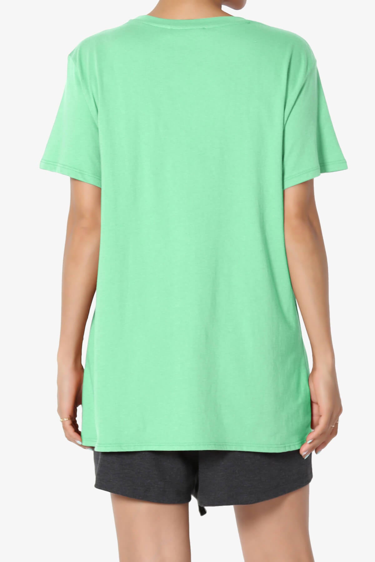 Mayra O Neck Cotton Boyfriend Tee GREEN MINT_2