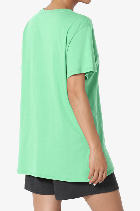 Mayra O Neck Cotton Boyfriend Tee GREEN MINT_4